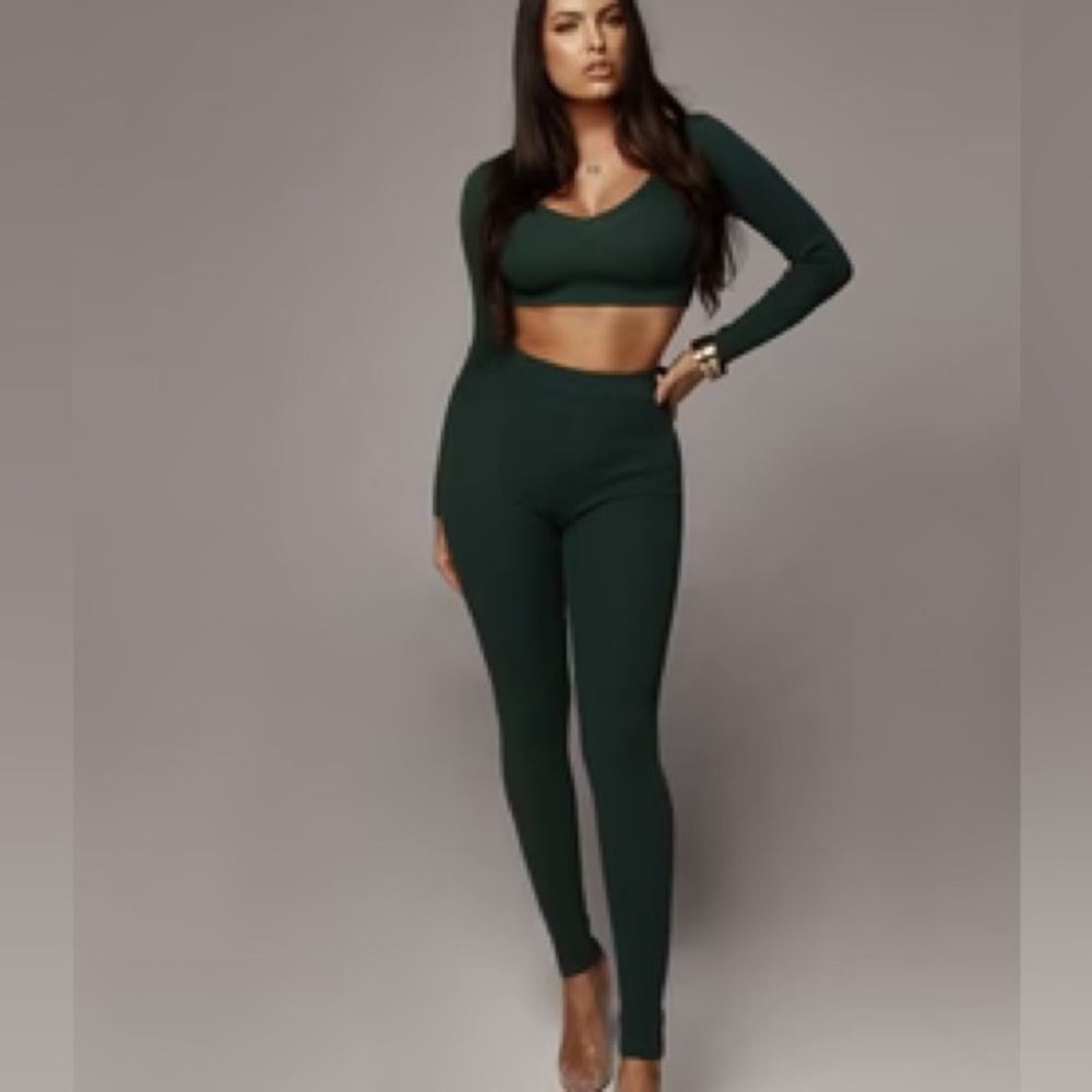 JLUXLABEL Dark Green Two-Piece Set